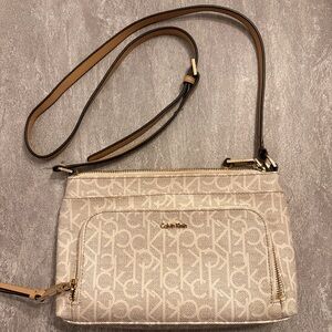 Calvin Klein Monogram Cream Crossbody Bag